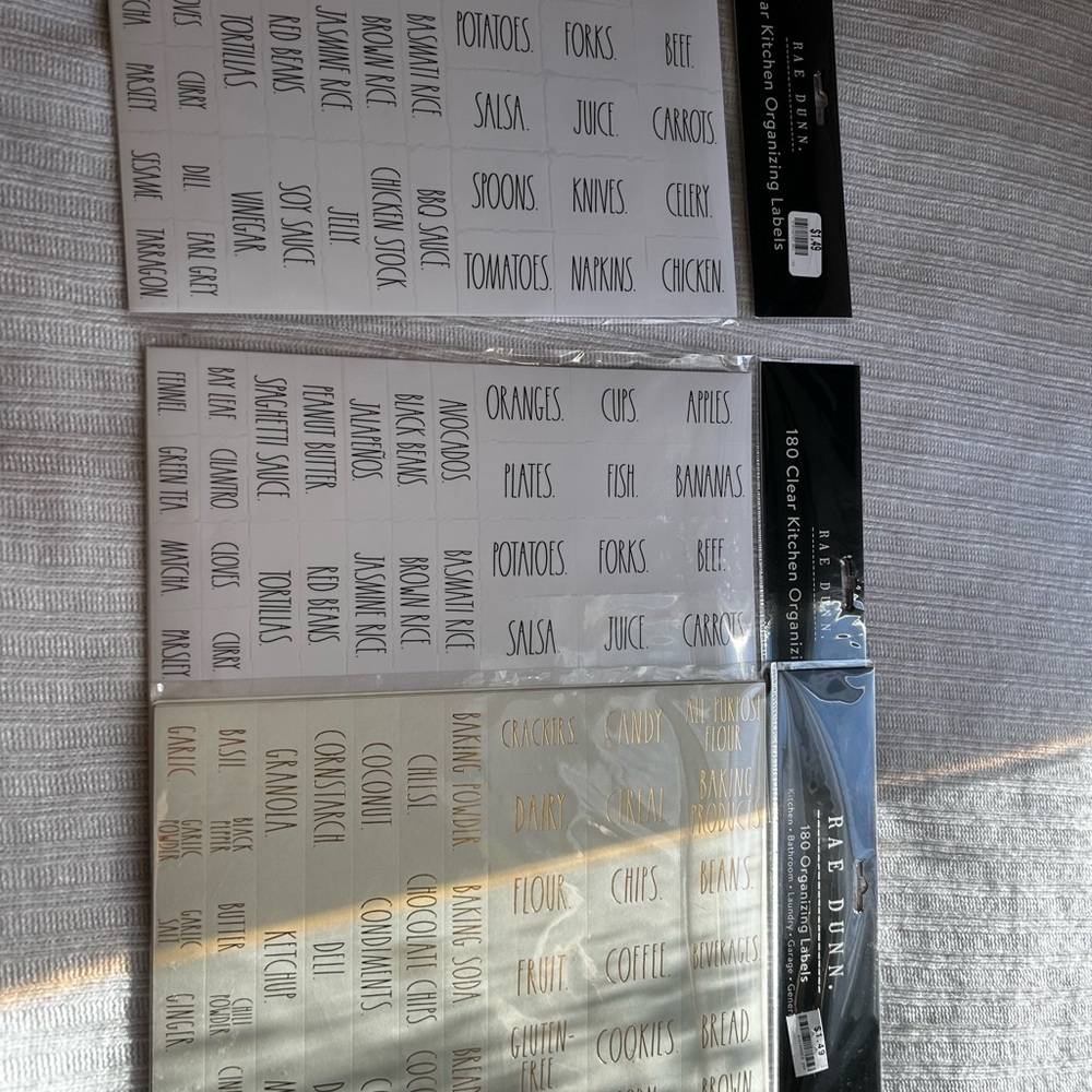 Rae Dunn Clear Kitchen Organizer Labels in White and Gold